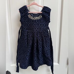 NWOT Iris & Ivy 2T Girls BlueTextured Short Sleeve Dress with Sparkling Neckline